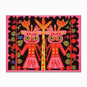 Red Eyed Tree Frog Folk Style Animal Illustration Canvas Print