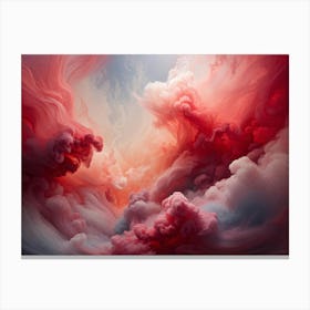 Abstract Painting Showcasing Voluminous Clouds Of Crimson And Alabaster Hues Floating In Void 3d Ef Canvas Print