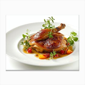 Chicken On A White Plate Canvas Print