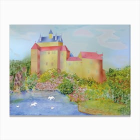 Landscape With A Castle In Kriebstein On The Zschopau River In Germany Canvas Print
