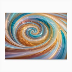 Abstract Swirling Pattern With A Hypnotic Effect, Featuring Blue, Yellow, And Gold Colors Canvas Print