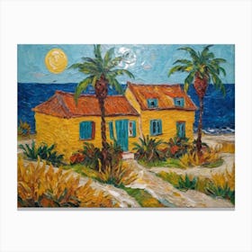 Yellow House By The Ocean Canvas Print