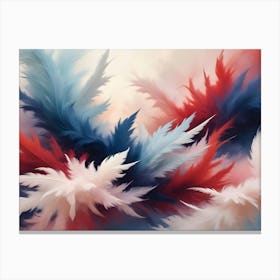 Abstract Image Of Colorful, Feathery Shapes In Red, Blue, And White, Creating A Soft And Dreamy Effect Canvas Print