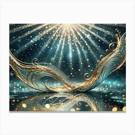 Sparkling golden waves in the sea 3 Canvas Print