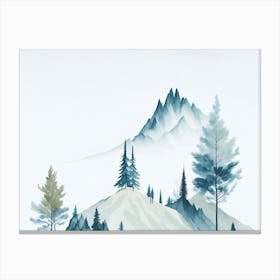 Mountain And Forest In Minimalist Watercolor Horizontal Composition 113 Canvas Print