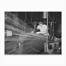 Operator Repairing Break In Thread In Warp Winding,Laurel Cotton Mills, Laurel, Mississippi By Russell Lee Canvas Print