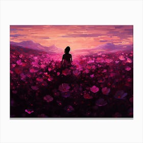 Girl In A Field Of Flowers Canvas Print