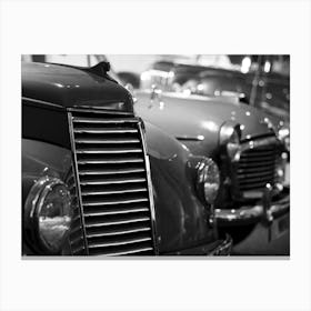 Black And White Photograph Of Vintage Cars Canvas Print