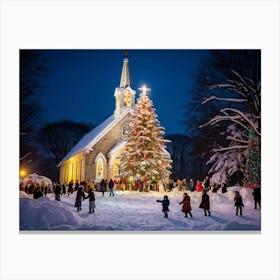 Christmas At The Church Canvas Print