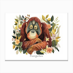 Little Floral Orangutan 1 Poster Canvas Print