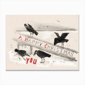 Christmas Card With Four Crows (1878–1917), Theo Van Hoytema Canvas Print