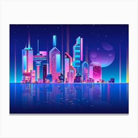 Synthwave Neon City [synthwave/vaporwave/cyberpunk] — aesthetic poster, retrowave poster, neon poster 1 Canvas Print
