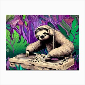 C A Sloth Dj H1 Canvas Print