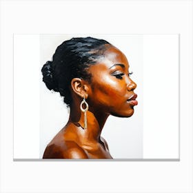 Side Profile Of Beautiful Woman Oil Painting 135 Canvas Print