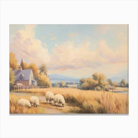 Sheep In The Field Canvas Print