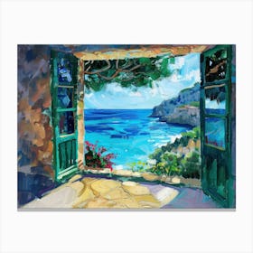 Mallorca From The Window View Painting 1 Canvas Print