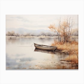 A Painting Of A Lake In Autumn 1 Canvas Print