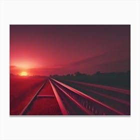 Sunset Over Train Tracks Canvas Print