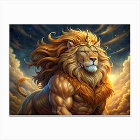 Powerful Lion With A Golden Crown Canvas Print