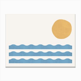 Sun Wave Beach Minimalism Abstract - Sea Blue Gold Horizon Canvas Print