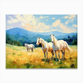 Horses Painting In Blue Ridge Mountains Virginia, Usa, Landscape 4 Canvas Print