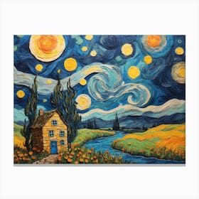 House and a Starry Night ala Vincent Canvas Print