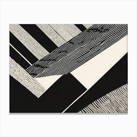 Retro Inspired Linocut Abstract Shapes Black And White Colors art, 198 Canvas Print