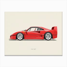 Ferrari F40 Car Style Vintage Canvas Print