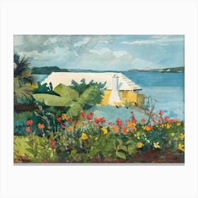 Flower Garden And Bungalow, Bermuda (1899), Winslow Homer Canvas Print