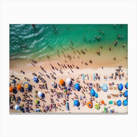 Aerial View Beach Club Summer Photography Bright Colours Canvas Print