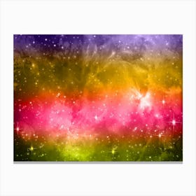 Yellow Green, Red Galaxy Space Background Canvas Print