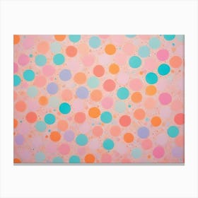 Colorful Circles In Pastel Shades Of Pink, Orange, Blue, And Green Are Scattered On A Light Peach Background, Creating A Cheerful And Playful Atmosphere Canvas Print