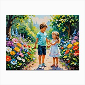 Kids In The Garden Canvas Print