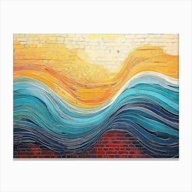 Colorful Texture Abstract Art of a Wave on a Red Brick Street 1 Canvas Print