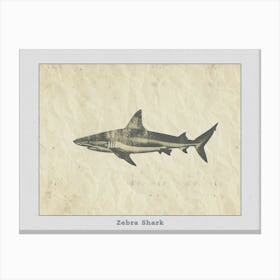 Zebra Shark Silhouette 4 Poster Canvas Print