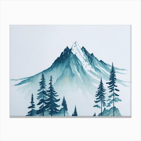 Mountain And Forest In Minimalist Watercolor Horizontal Composition 76 Canvas Print