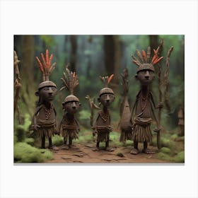 Group Of Native People In The Forest Canvas Print