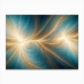 A Cosmic Design Of Flowing Lines In Shades Of Blue And Gold, Evoking A Celestial Or Ethereal Feeling, Representing Space, Light, Or Energy Canvas Print