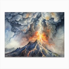 Lightning On A Mountain Canvas Print