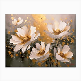 White Flowers With A Touch Of Gold Pt. 2 Canvas Print