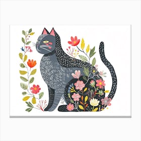 Little Floral Cat 2 Canvas Print