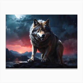 Wolf Howling At The Moon 3 Canvas Print