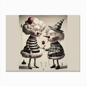 Clowns And Roses Canvas Print