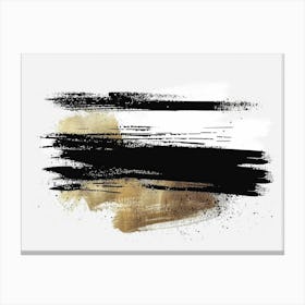 Black And Gold Brush Strokes 21 Canvas Print