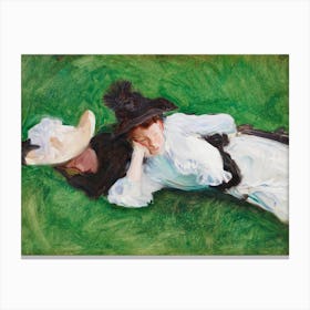 Two Girls On A Lawn, John Singer Sargent Canvas Print