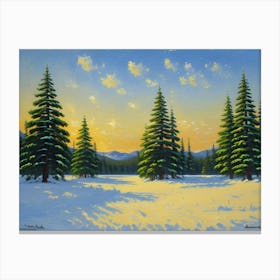 Wintry Whispers Spruce Trees At Sunset Canvas Print