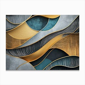 Abstract Gold And Blue Abstract Painting 1 Canvas Print