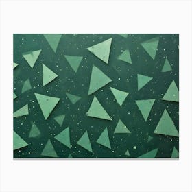 A Green Background With A Pattern Of Scattered, Green Triangles, Creating A Simple And Geometric Design Canvas Print