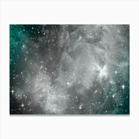 Teal Black Galaxy Space Background Canvas Print