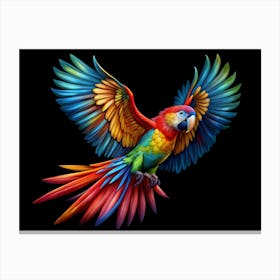 Macaw Parrot In Flight Canvas Print